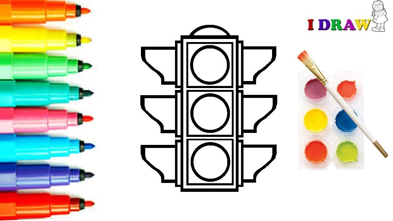 1280x720 How To Draw The Traffic Light Coloring Pages - Stop Light Sketch