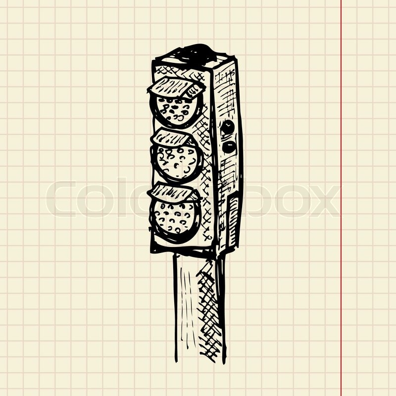 800x800 Sketch Traffic Lights, Vector Illustration, Eps10 Stock Vector - Stop Light Sketch