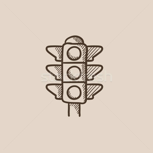 600x600 Traffic Light Sketch Icon. Vector Illustration Andrei Krauchuk - Stop Light Sketch