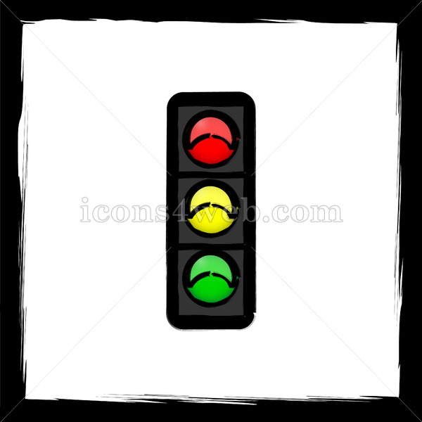 600x600 Traffic Light Sketch Icon. - Stop Light Sketch