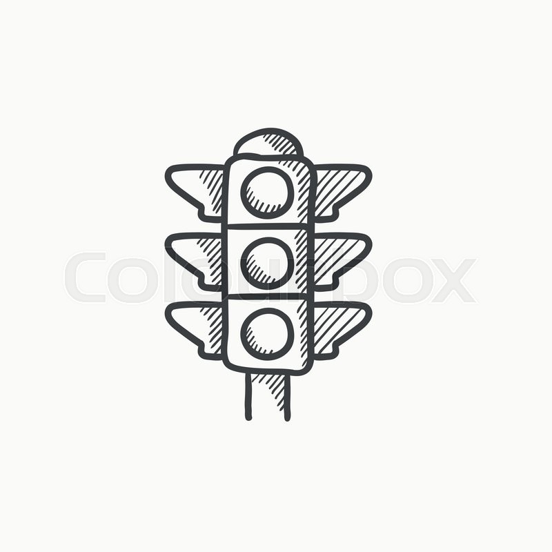 800x800 Traffic Light Vector Sketch Icon Isolated On Background. Hand - Stop Light Sketch
