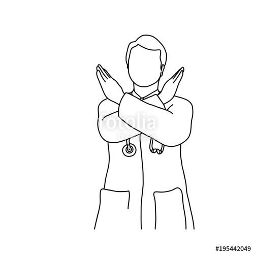 500x500 Doctor Stop Sign Using Hand Cross Vector Illustration Sketch Hand - Stop Sign Sketch