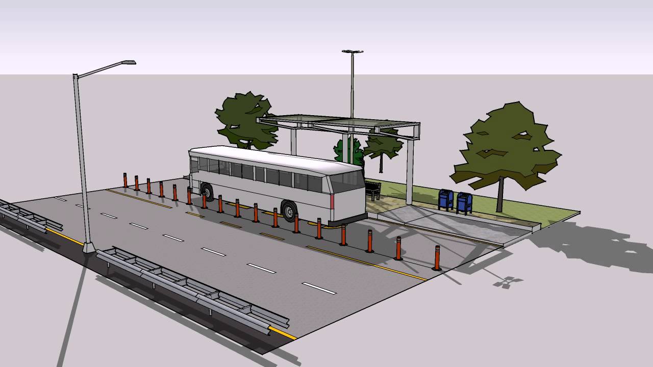 1280x720 Bus Stop Design In Sketch Up - Stop Sketch
