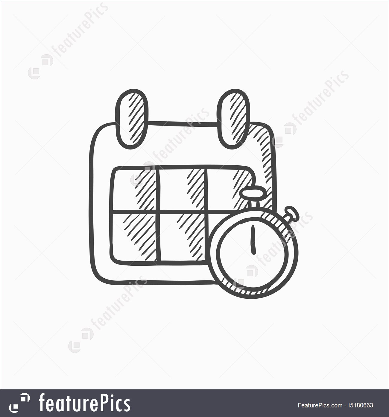 1300x1392 Illustration Of Calendar And Stopwatch Sketch Icon. - Stopwatch Sketch