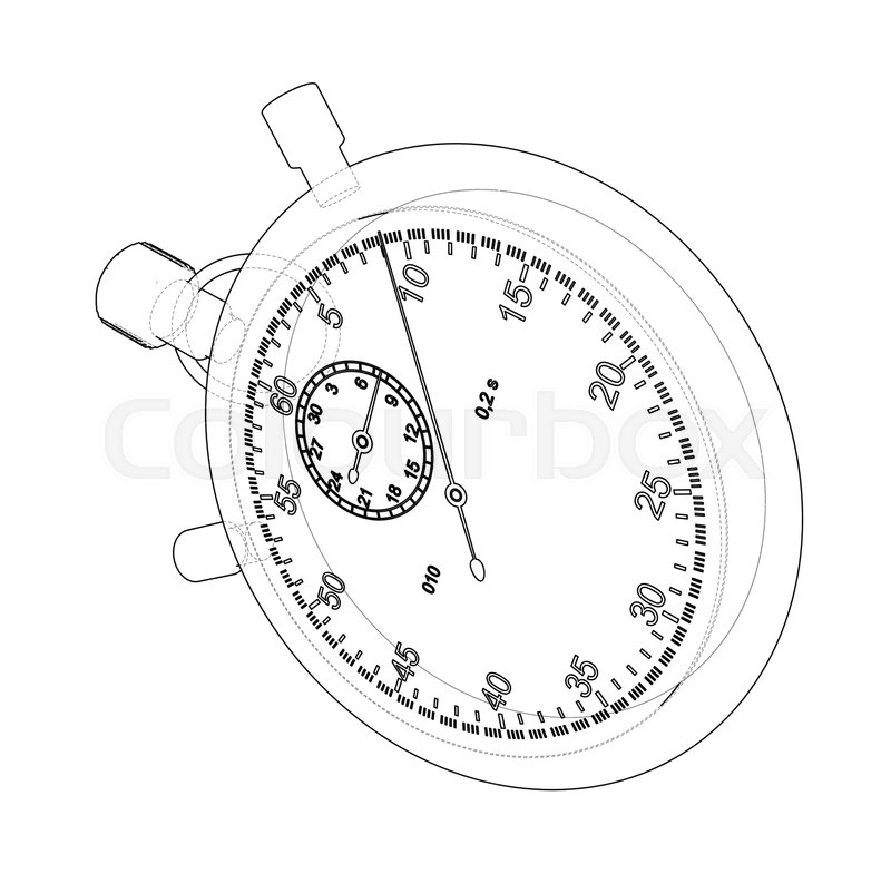 800x785 Stopwatch Or Timer Sketch. Vector Rendering Of 3d. Wire Frame - Stopwatch Sketch