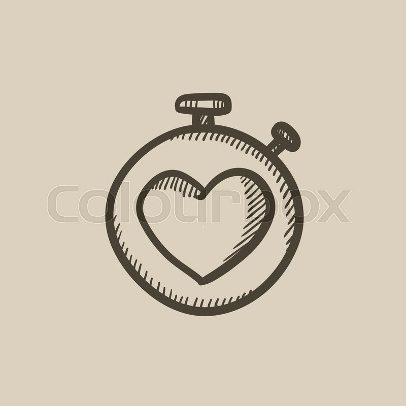 800x800 Stopwatch With Heart Sign Vector Sketch Icon Isolated On - Stopwatch Sketch