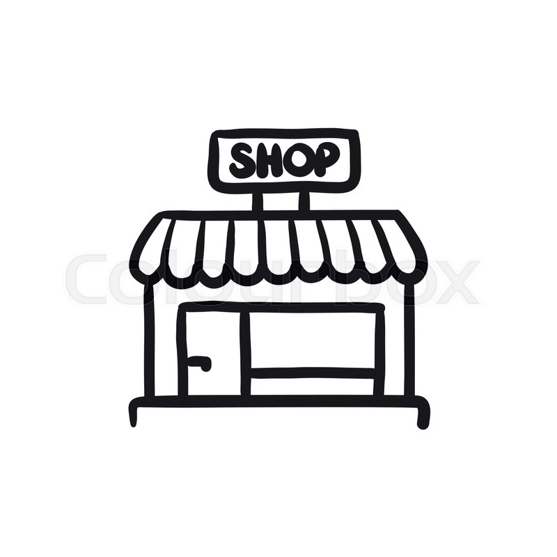 800x800 Shop Store Vector Sketch Icon Isolated On Background. Hand Drawn - Store Sketch