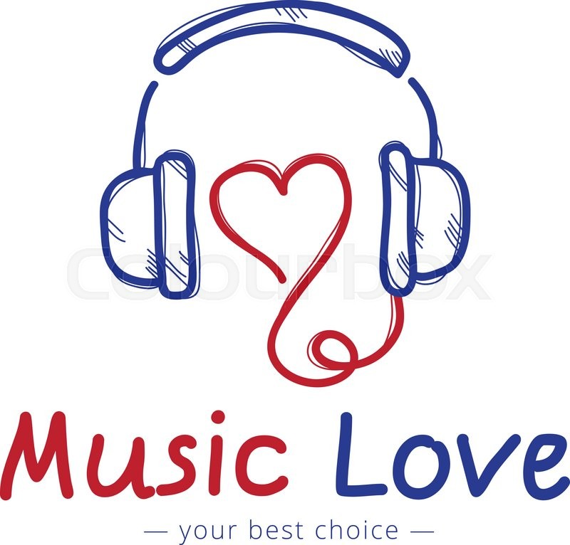 800x766 Vector Sketch Style Music Store Logo. Headphones And Heart - Store Sketch