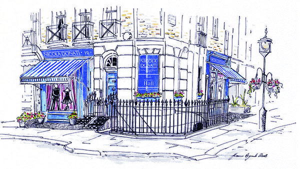 600x338 London Storefront Art Print By Yvonne Ayoub - Storefront Sketch