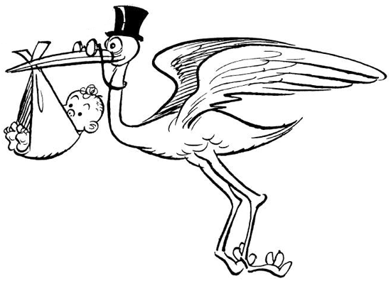 550x396 How To Draw Cartoon Stork Holding Newborn Baby Drawing Tutorial - Stork Sketch