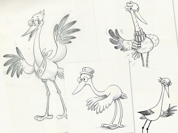 600x450 Stork Character Design And Illustration On Behance - Stork Sketch
