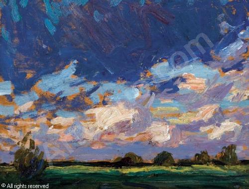 500x380 Storm Clouds Passing (A Sketch Of Trees On The Reverse) Sold By - Storm Clouds Sketch