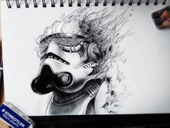 549x416 Sketch Of A Stormtrooper - Stormtrooper Helmet Sketch