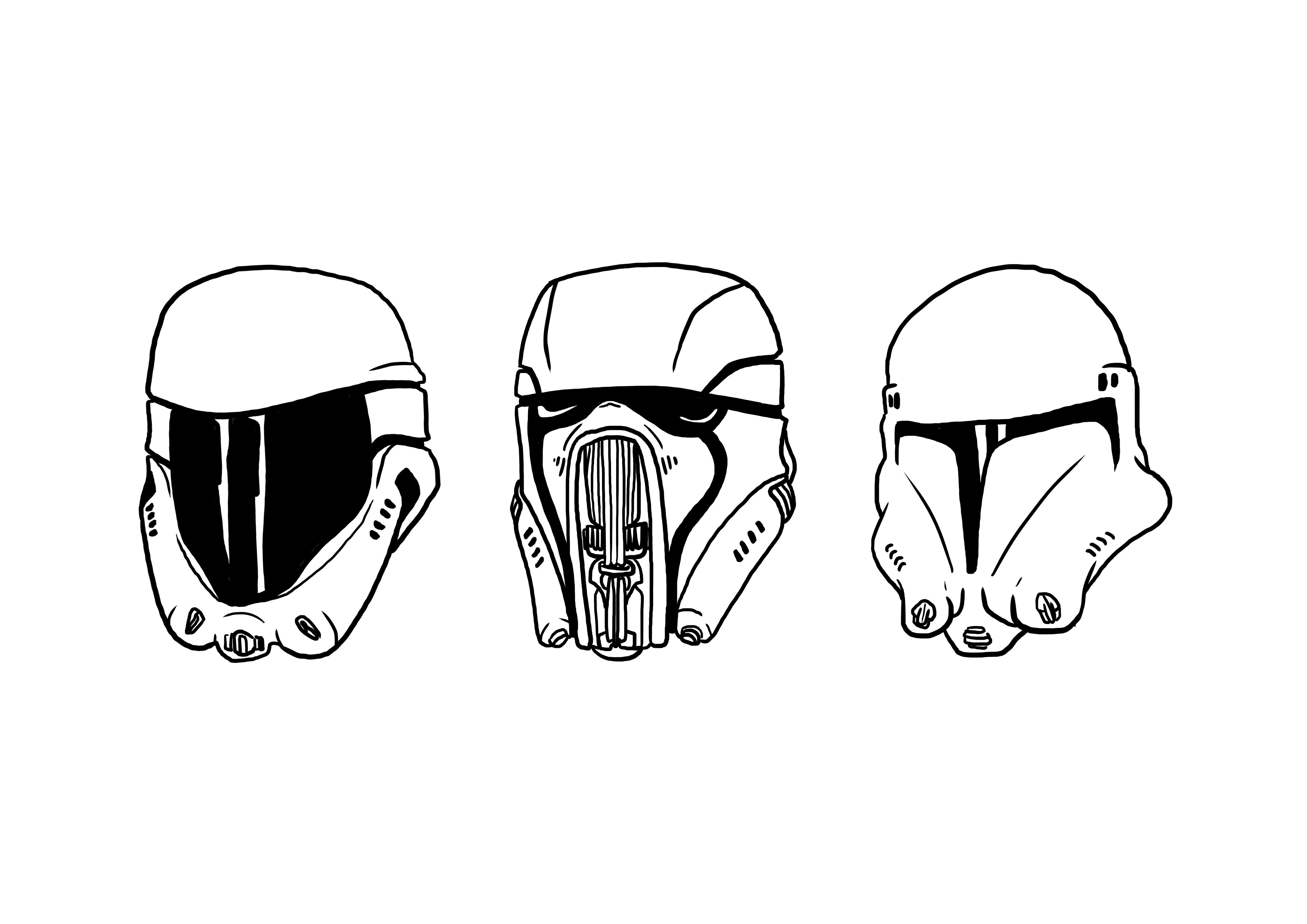 4961x3508 I Was Messing Around In Art Class And Ended Up Drawing Some - Stormtrooper Helmet Sketch