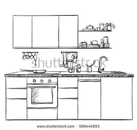 450x427 Drawn Kitchen Kitchen Stove - Stove Sketch
