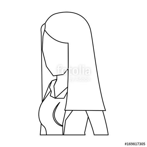 500x500 Business Woman Faceless In Jacket And Half Body And Straight Long - Straight Jacket Sketch