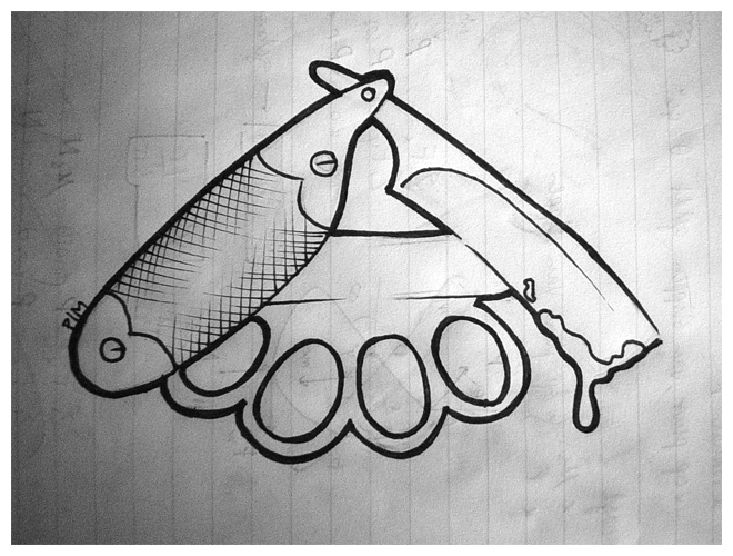 660x500 Straight Razor + Brass Knuckle By Flim - Straight Razor Sketch