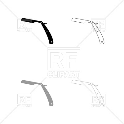 400x400 Straight Razor Black And Grey Set Icon Vector Image Vector - Straight Razor Sketch