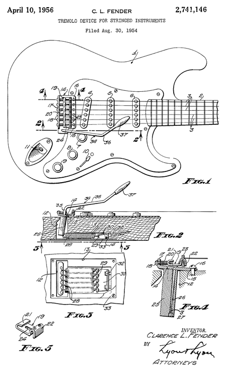 467x768 Fender Stratocaster Tremolo Bar Patent Sketch Guitar Amp Bass - Strat Sketch