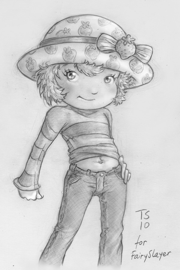 600x900 Strawberry Shortcake - Strawberry Pencil Sketch