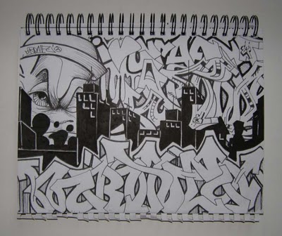 400x336 Graffiti Mural Sketches Black And White Themes Graffiti Art - Street Art Sketches