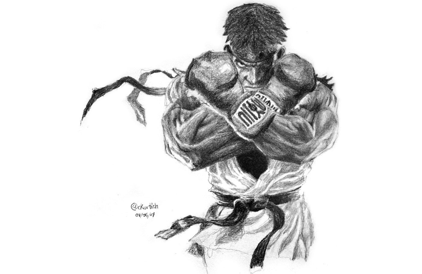 1400x910 I Draw Street Fighter Ryu Process - Street Fighter Sketch