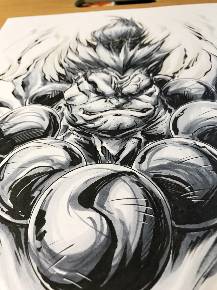 885x1181 Original Art Street Fighter Akuma Copic Colored The Sketch Art - Street Fighter Sketch