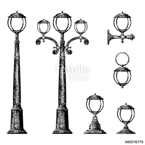 500x500 Sketch Of Street Light, Vector Drawing Stock Image And Royalty - Street Light Sketch
