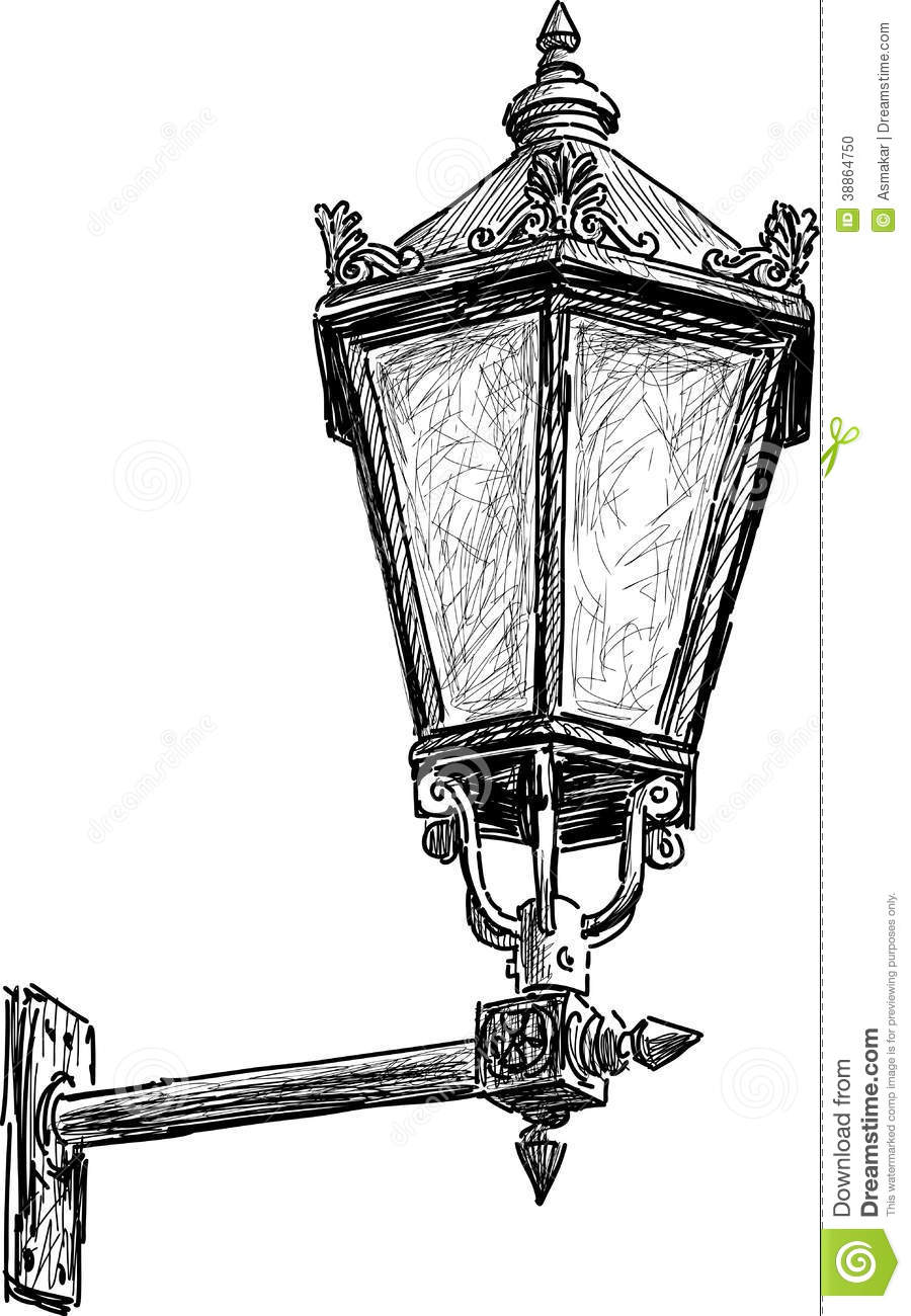 900x1300 Collection Of Street Lamp At Night Drawing High Quality - Street Light Sketch