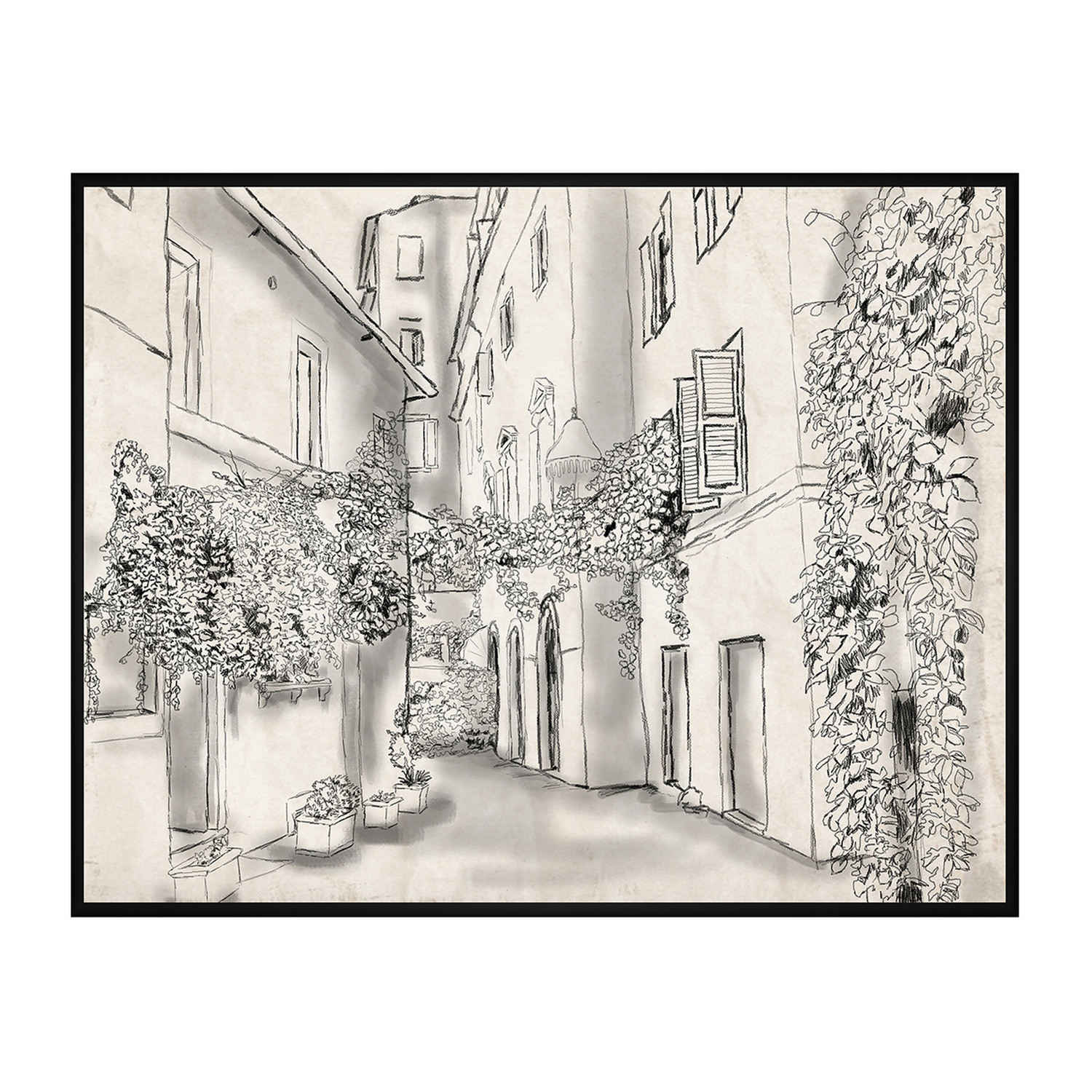 1500x1500 Street Scene Sketch (21.75w X 17.75h X 1.5d) - Street Scene Sketch