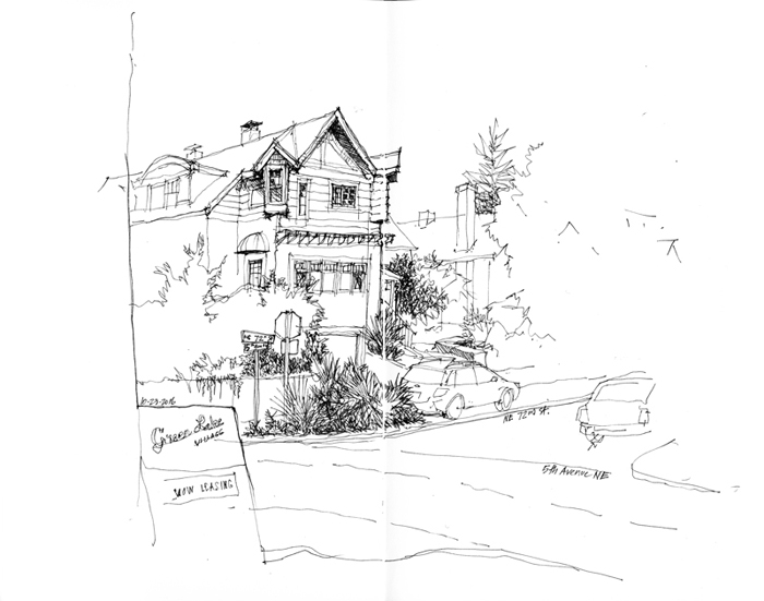 700x551 Urban Sketchers Seattle Green Lake Street Scene - Street Scene Sketch