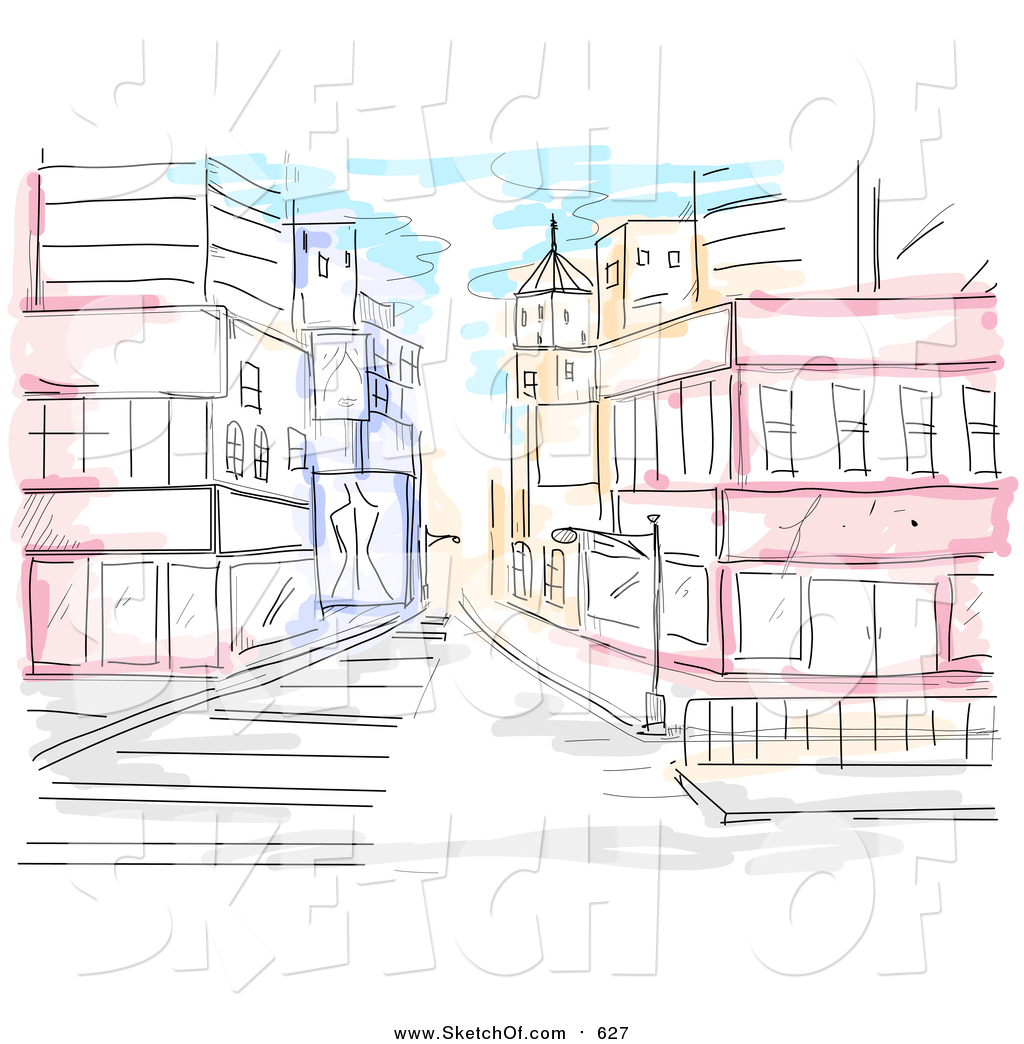 1024x1044 Drawing Of A Watercolor Sketched Urban Street Scene By Bnp Design - Street Scene Sketch