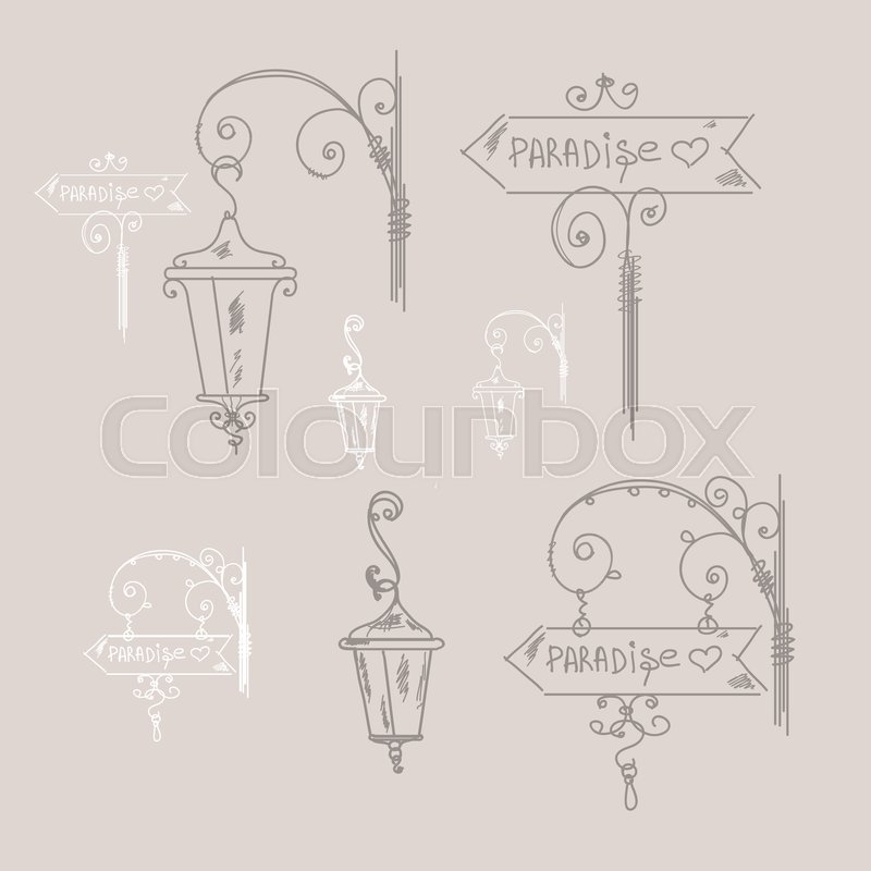 800x800 Webhand Drawn Doodle Street Signs, Sketch Isolated Vector - Street Sign Sketch