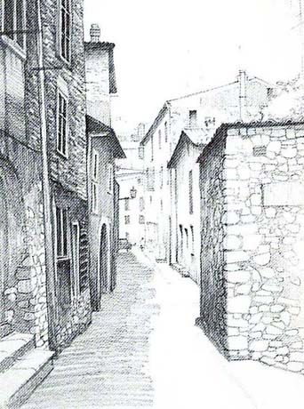 342x460 Example Of One Point Perspective Drawing On A Street Image - Street Sketch