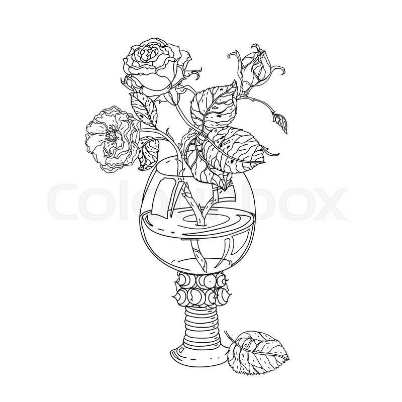 800x800 Still Life Roses In Vintage Glass, Old Masters Style Bouquet For - Stress Sketch