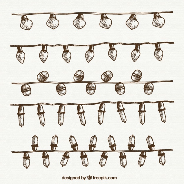 626x626 Sketches Of Christmas String Lights Vector Free Download - String Sketch