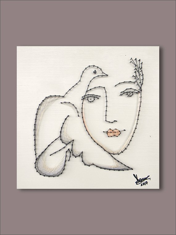 570x760 String Art Picasso Wall Art Minimalist Wall Art Elegant Pablo Etsy - String Sketch