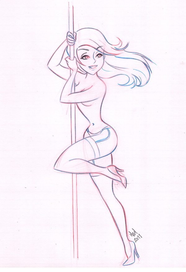 600x874 Stripper On Behance - Stripper Sketch