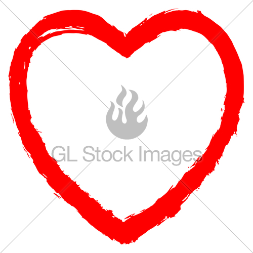 500x500 Red Heart Contour Sketch Brush Stroke Gl Stock Images - Stroke Sketch