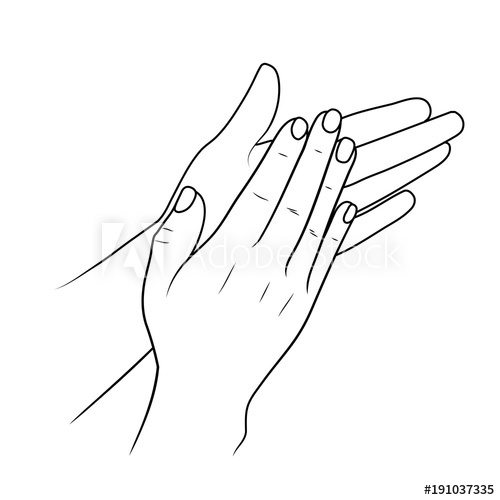 500x500 Clapping Hands Or Applauding, Linear Illustration Or Sketch By - Stroke Sketch
