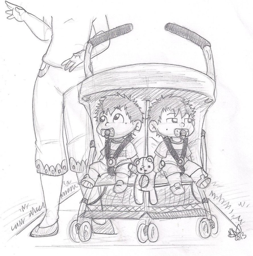 890x898 Collection Of Stroller Cartoon Drawing High Quality, Free - Stroller Sketch
