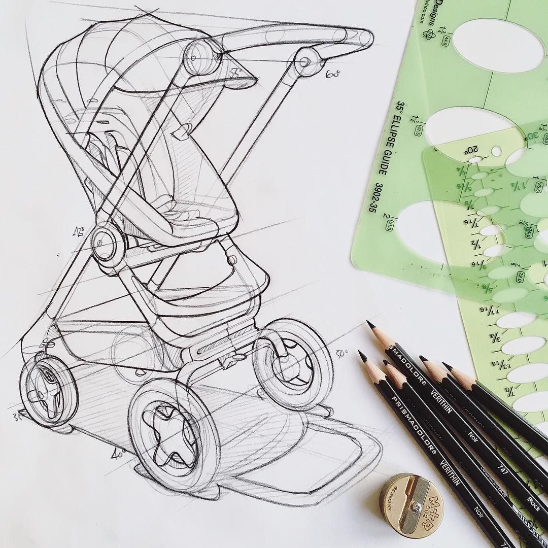 1080x1080 Stroller Sketch Industrial Sketches, Product - Stroller Sketch