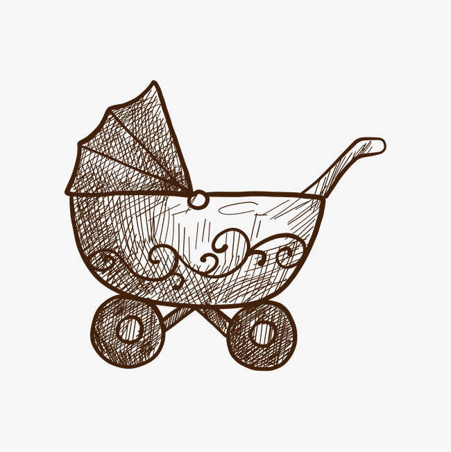 650x651 Stroller Sketches, Baby Product, Brown, Sketch Png And Vector For - Stroller Sketch