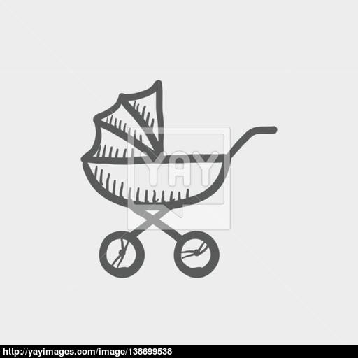 512x512 Baby Stroller Sketch Icon Vector - Stroller Sketch