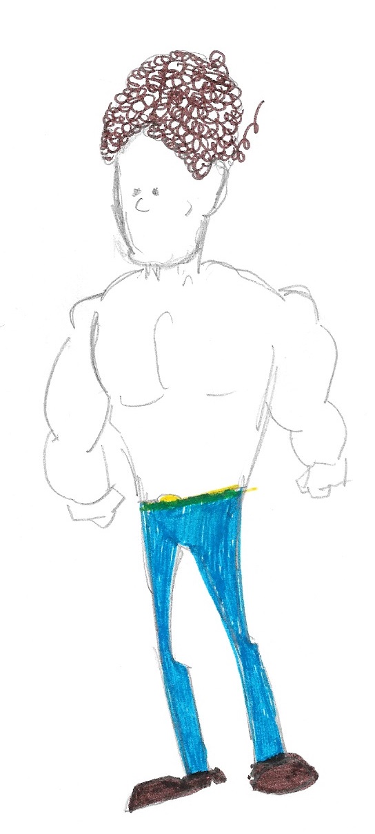 544x1208 Strong Man With Jeans Sketch By Queenelizathedog - Strong Man Sketch