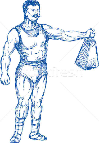 418x600 Strongman Holding Heavy Weight Stock Photo Aloysius Patrimonio - Strong Man Sketch