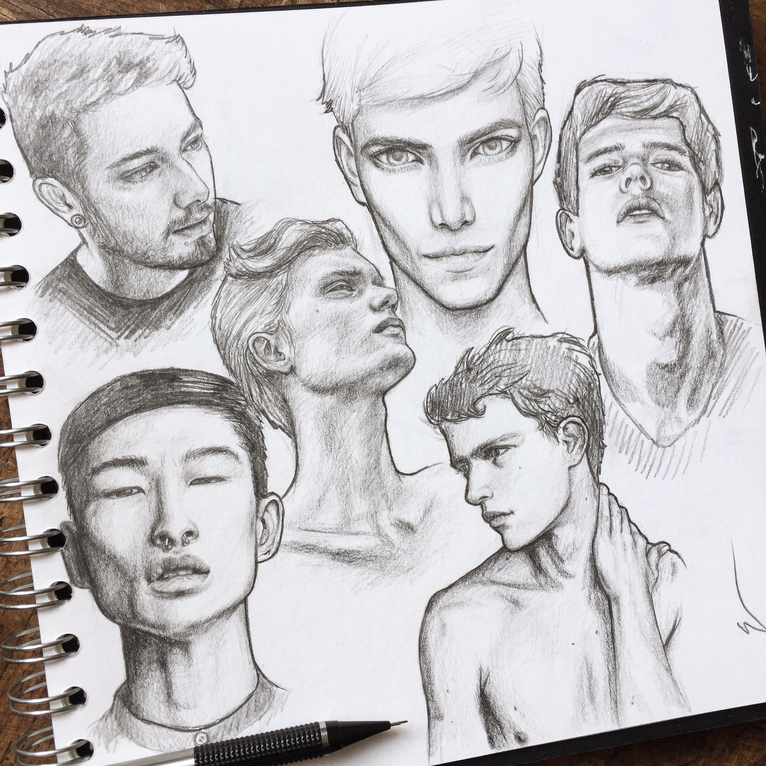 2448x2448 Male Sketch Study Practice From References Drawing - Study Sketch
