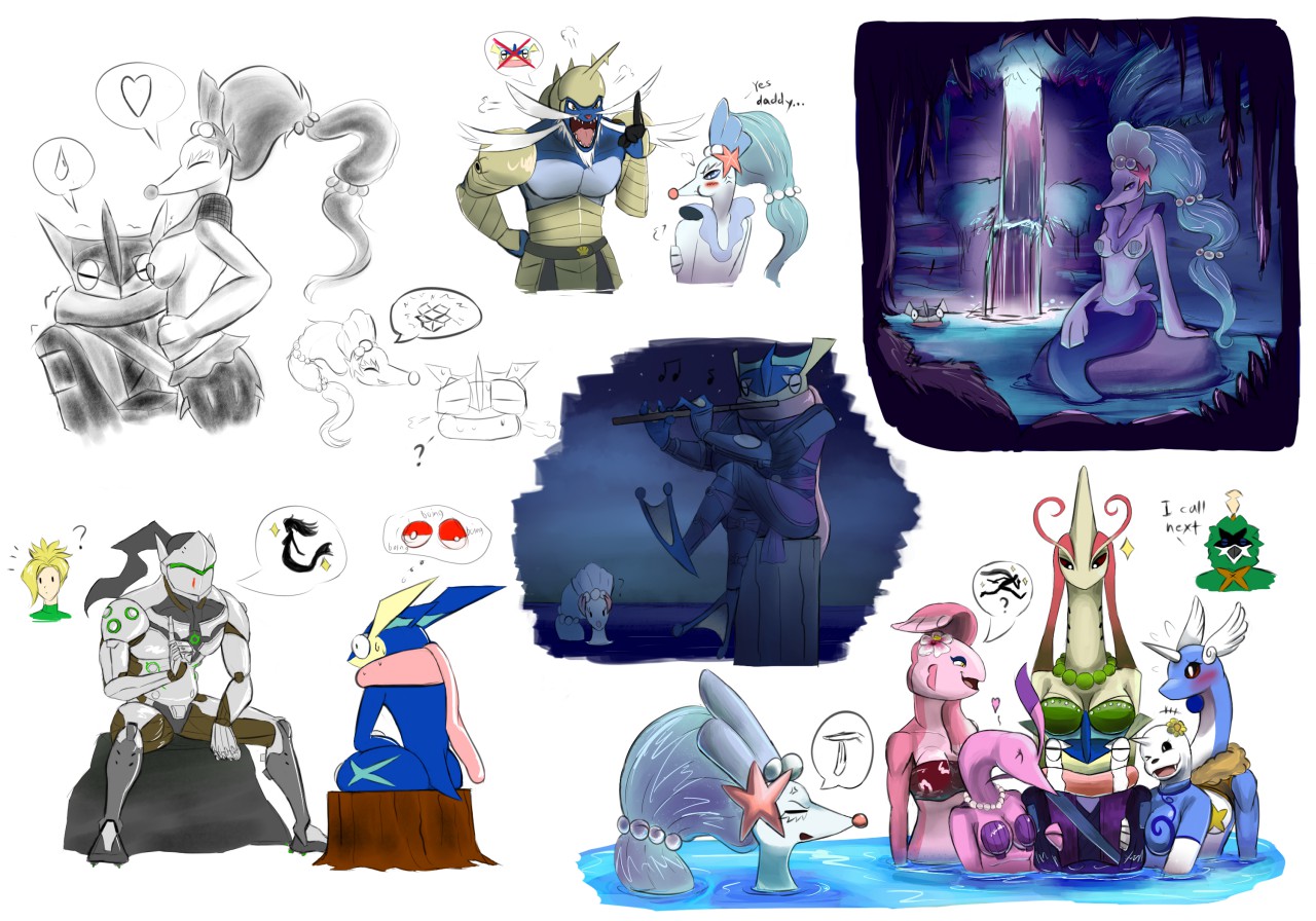 1280x896 More Stupid Sketches Of Greninja And That Mermaid By - Stupid Sketches