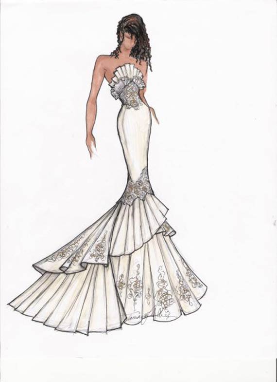 570x784 Goes Wedding New Stylish Bridal Gown Sketch - Stylish Sketches