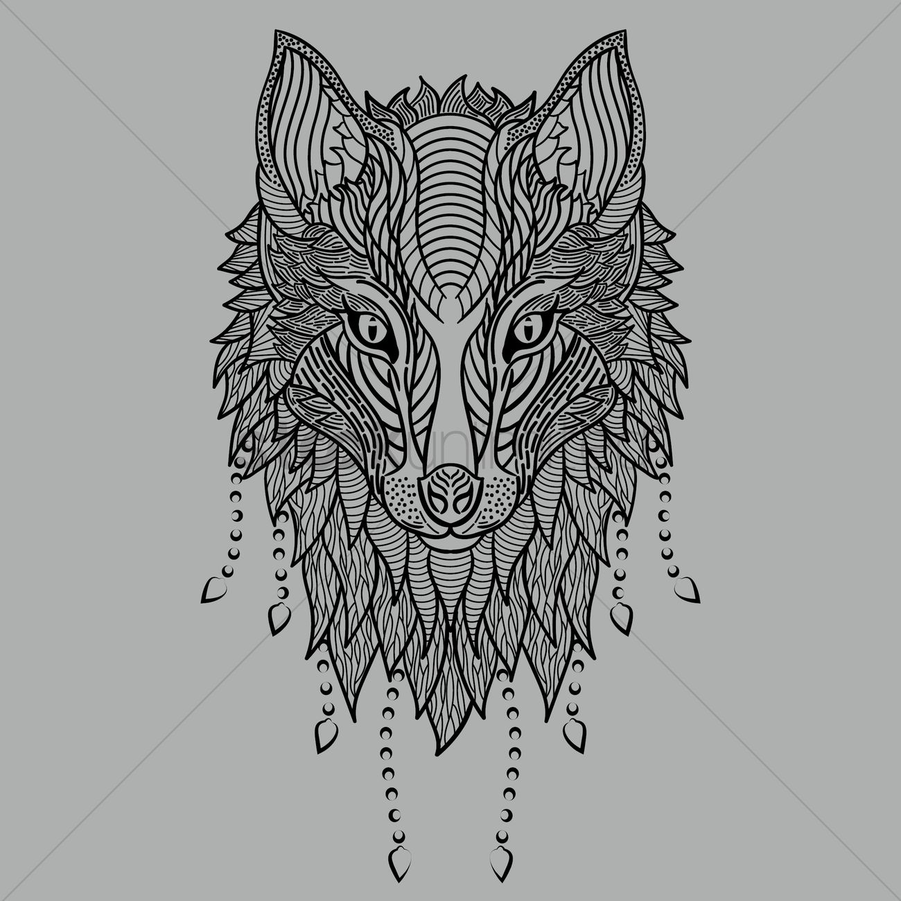 1300x1300 Stylized Wolf Head Vector Image - Stylized Sketches